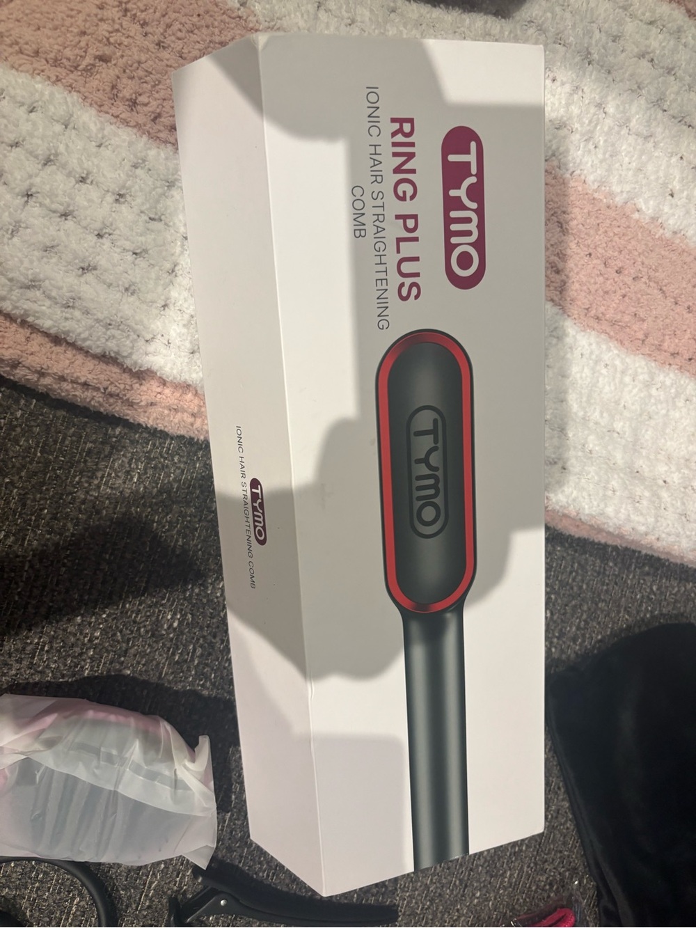 Tymo Ring Plus Ionic Hair Straightening Comb - Black/Red